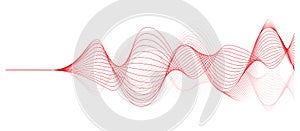 Abstract vector illustration of red colored wave lines on white background