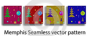 Cover template with figures of geometry memphis seamless in christmas style for brochures, posters, banners.