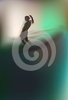 Abstract vector illustration of a surfer on a wave