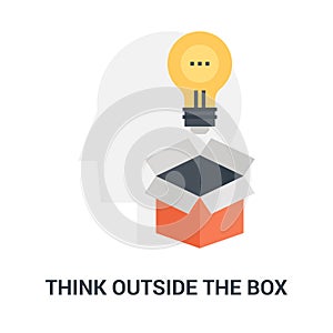 Think outside the box icon concept