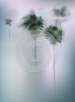 Abstract vector illustration of tropical forest in fog