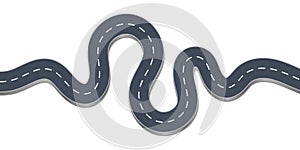 Abstract vector illustration of winding 3D curve road infographic concept on a white background