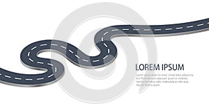 Abstract vector illustration of winding 3D curve road infographic concept on a white background