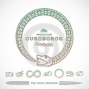 Abstract Vector Infinite Ouroboros Snake Symbol, Sign or a Logo Constructor in Line Style.