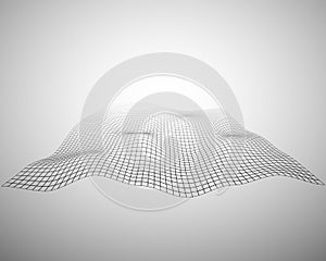 Abstract vector landscape background. Cyberspace grid. 3d technology vector illustration. Geometric background