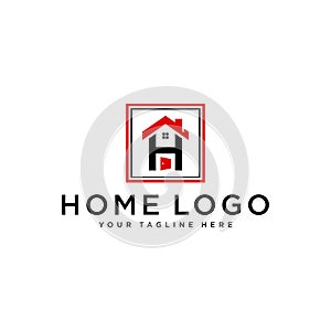 Abstract vector logo combines house and the letter H