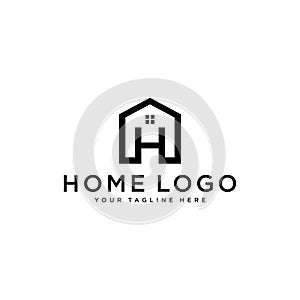 Abstract vector logo combines house and the letter H