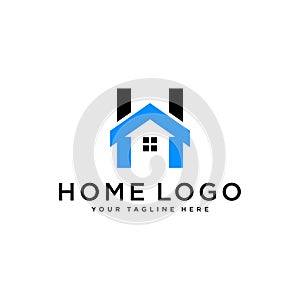 Abstract vector logo combines house and the letter H