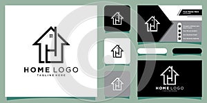 Abstract vector logo combines house and the letter H with business card design