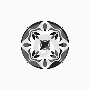 Abstract vector logo design round florist emblem