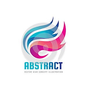 Abstract vector logo template concept illustration. Blue water waves and red fire flames. Nature energy design element