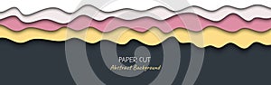 Abstract vector long background in paper cut style with shadows and copy space for text