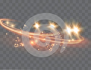 Abstract vector magic glow star light effect with neon blur curved lines. Sparkling dust star trail with bokeh