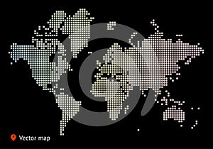 Abstract vector map of the world from dot forms with placemarks for filling out infographics, business templates, covers, web sit