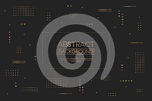 Abstract vector modern illustration with pattern from gold geometric shapes and lines on black background