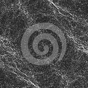 Abstract vector monochrome wave mesh background. Point cloud array. Chaotic light waves.