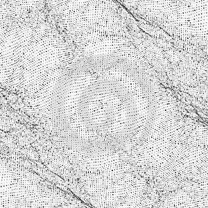 Abstract vector monochrome wave mesh background. Point cloud array. Chaotic light waves. T