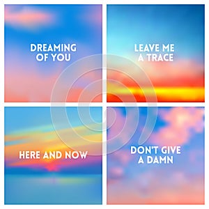 Abstract vector multicolored blurred background set. 4 colors set