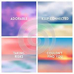 Abstract vector multicolored blurred background set. 4 colors set