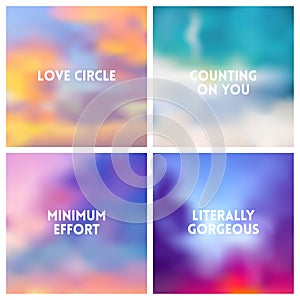 Abstract vector multicolored blurred background set. 4 colors set