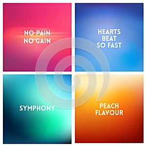 Abstract vector multicolored blurred background set. 4 colors set
