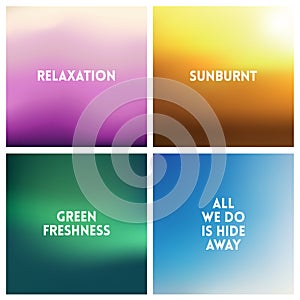 Abstract vector multicolored blurred background set. 4 colors set