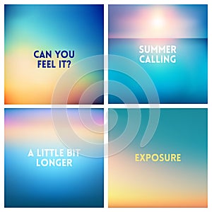 Abstract vector multicolored blurred background set. 4 colors set