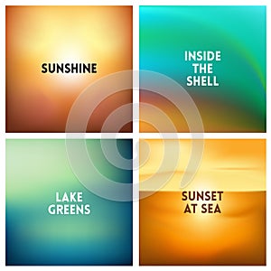 Abstract vector multicolored blurred background set. 4 colors set