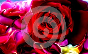 Abstract vector multicolored rose with shaded wavy background with lighting effect, vector illustration