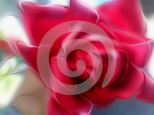 Abstract vector multicolored rose with shaded wavy background with lighting effect, vector illustration