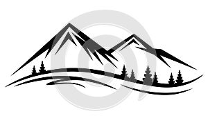 Abstract vector nature or outdoor mountain range silhouette