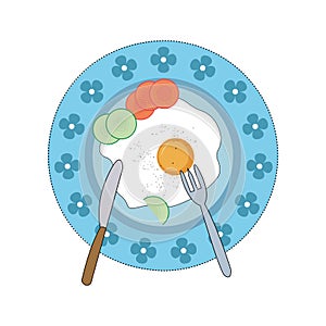 Abstract Vector Omelette Plate Icon Design Template