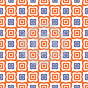 Abstract Vector Orange and Blue Floral seamless pattern Design