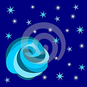 Abstract vector picture of the night sky, stars and moon, for interior design.