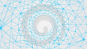 Abstract vector polygons plexus background with connected lines and dots forming a circle, digital data visualization photo