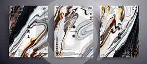 Abstract vector poster, texture set of fluid art covers. Beautiful background that can be used for design cover, poster
