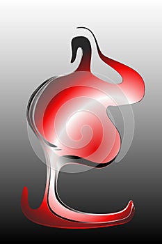 Abstract vector red black and white pot with black and grey shaded Background. Vector Illustration