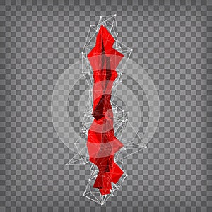 abstract vector red modern triangular emblem of type I on a cheq