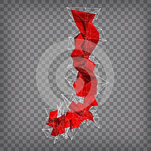 abstract vector red modern triangular emblem of type J on a cheq