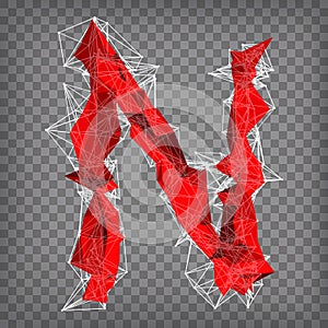 abstract vector red modern triangular emblem of type N on a cheq