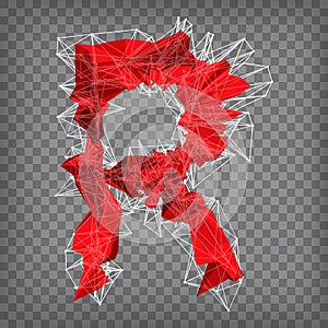 abstract vector red modern triangular emblem of type R on a cheq