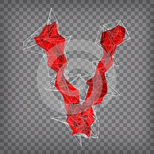 abstract vector red modern triangular emblem of type V on a cheq