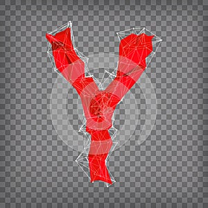 abstract vector red modern triangular emblem of type Y on a cheq