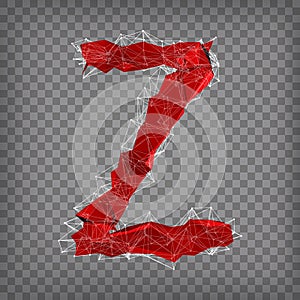 abstract vector red modern triangular emblem of type Z on a chequered background