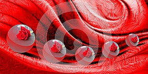 Abstract vector red shaded wavy textured background with movements of 3 d boll with texture, vector illustration.