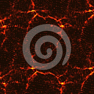 Abstract vector red wave mesh background. Point cloud array. Chaotic light waves. Technological cyberspace background.