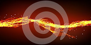 Abstract vector red wave mesh background. Point cloud array. Chaotic light waves. Technological cyberspace background