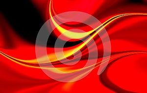 Abstract vector red and yellow shaded wavy background with lighting effect, vector illustration