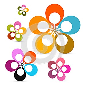 Abstract Vector Retro Flowers Set