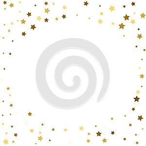 abstract vector round background with gold star elements. Glitter confetti circle, magic shining sparkles design. Decorative ring